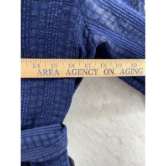 NWT NSR Dress Womens Sz M‎ Blue Ruffle Lined Wrap Neck Tie Crape Long Sleeve - Picture 10 of 12